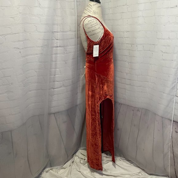 For Love & Lemons Nadine Velvet Maxi Dress in Rust, NWT! - Picture 13 of 14